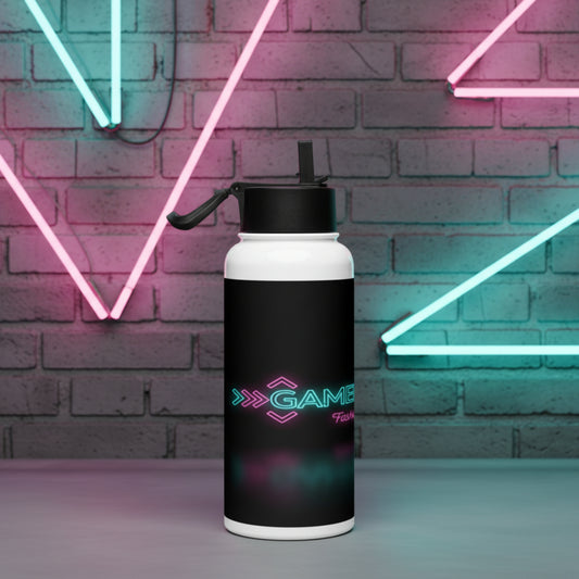 Edelstahl Trinkflasche mit Strohhalm